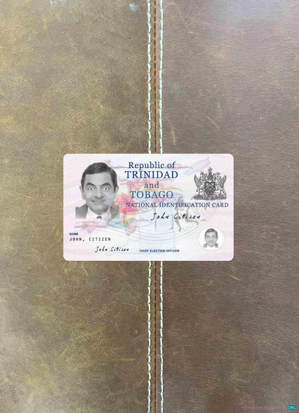 Качественный Скачать Тринидад и Тобаго ID Карта Фотоэффект Лицевая Сторона Photoshop Шаблон