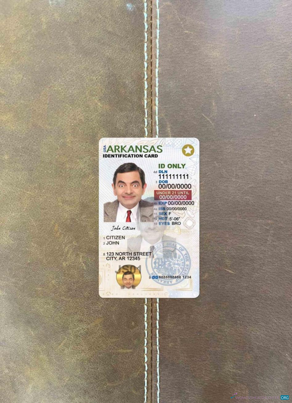 Профессиональный Скачать USA Arkansas ID Карта Under 21 Фотоэффект Лицевая Сторона Photoshop Шаблон