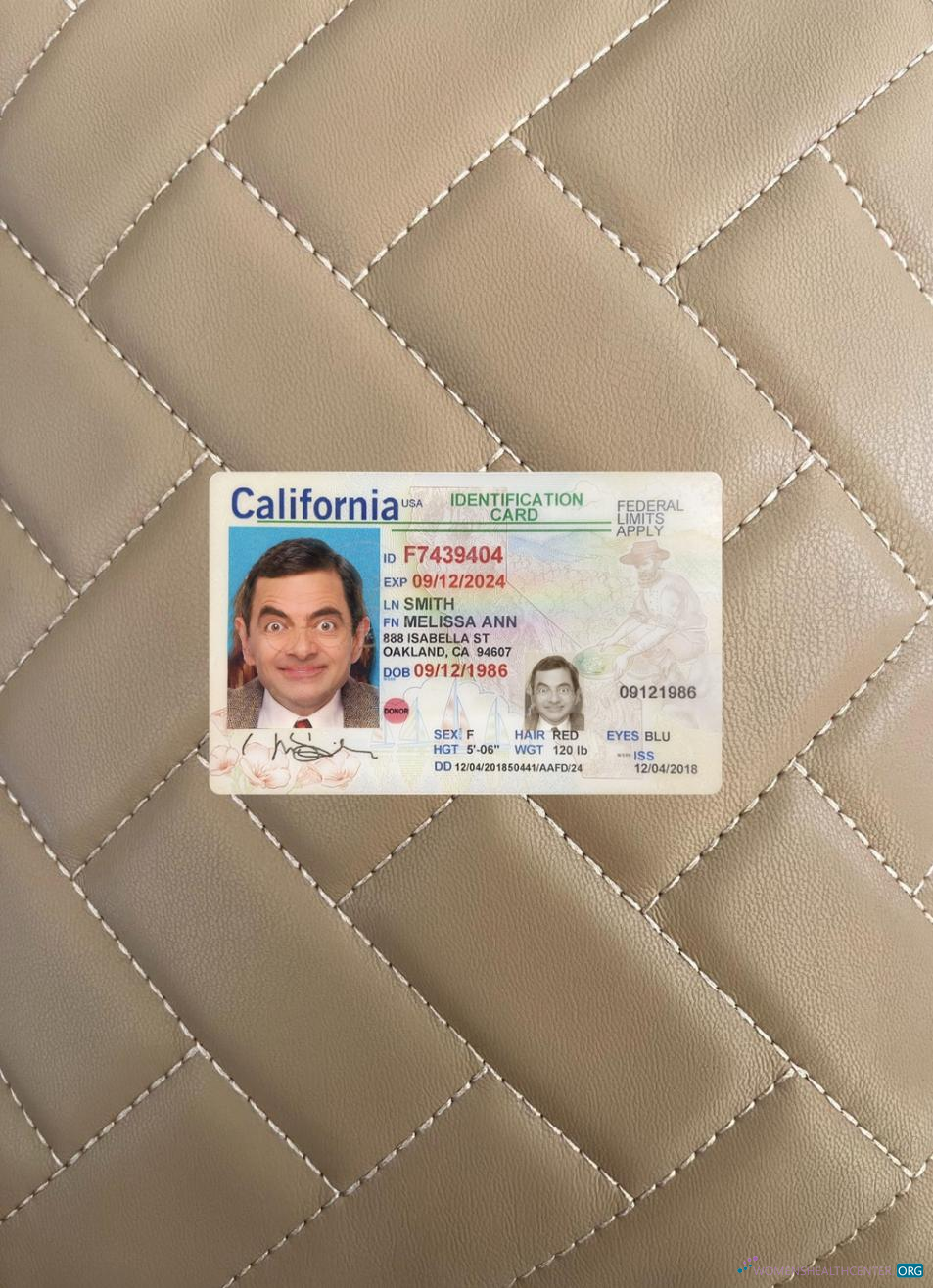 Качественный Скачать USA California ID Карта Фотоэффект Лицевая Сторона Photoshop Шаблон