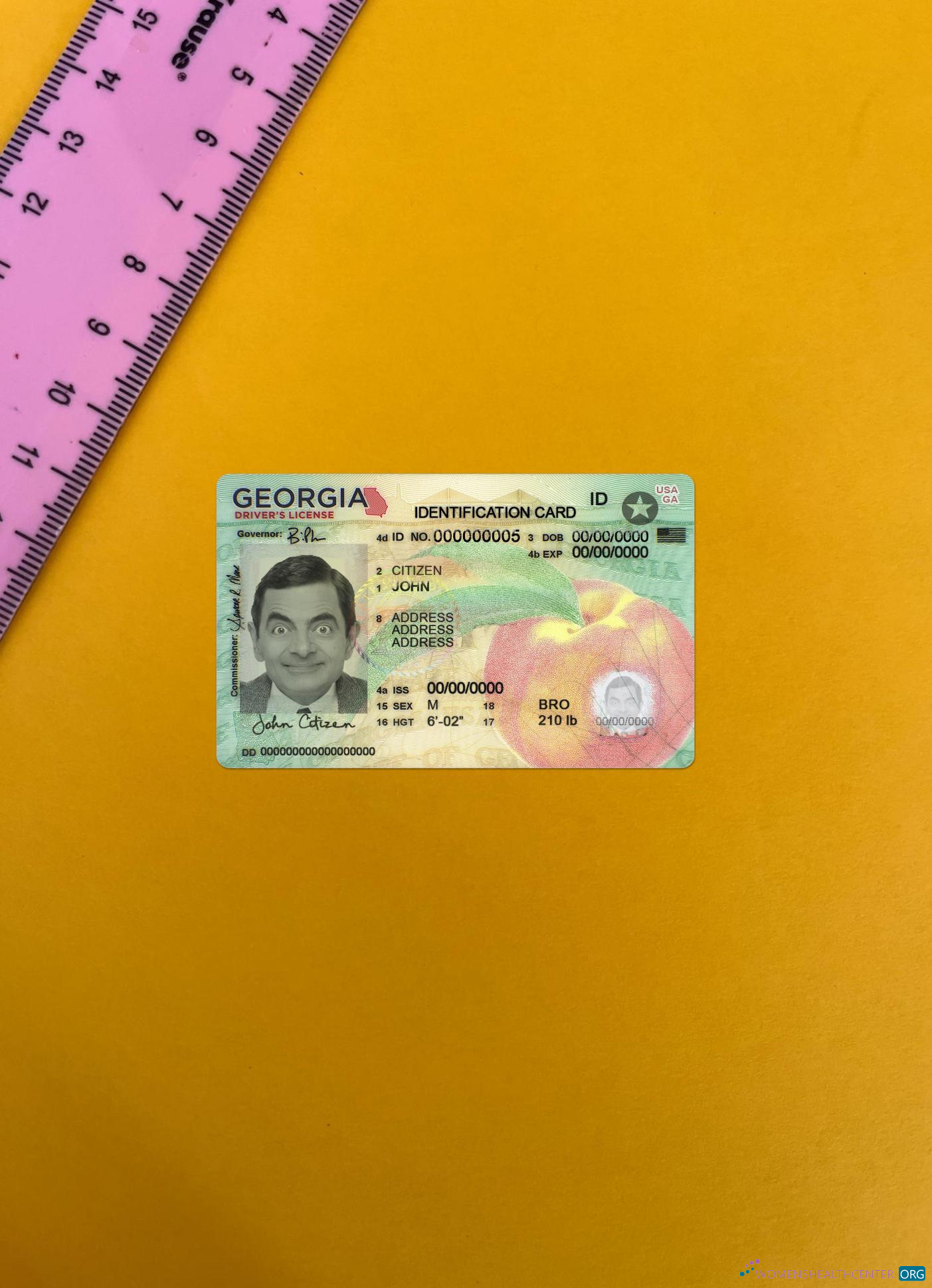 Реалистичный Скачать USA Грузия ID Карта Версия 2 Фотоэффект Лицевая Сторона Photoshop Шаблон