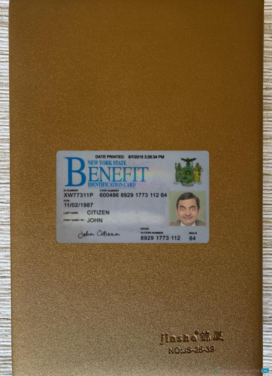 Редактируемый Скачать USA Новый York Benefit ID Карта Фотоэффект Лицевая Сторона Photoshop Шаблон