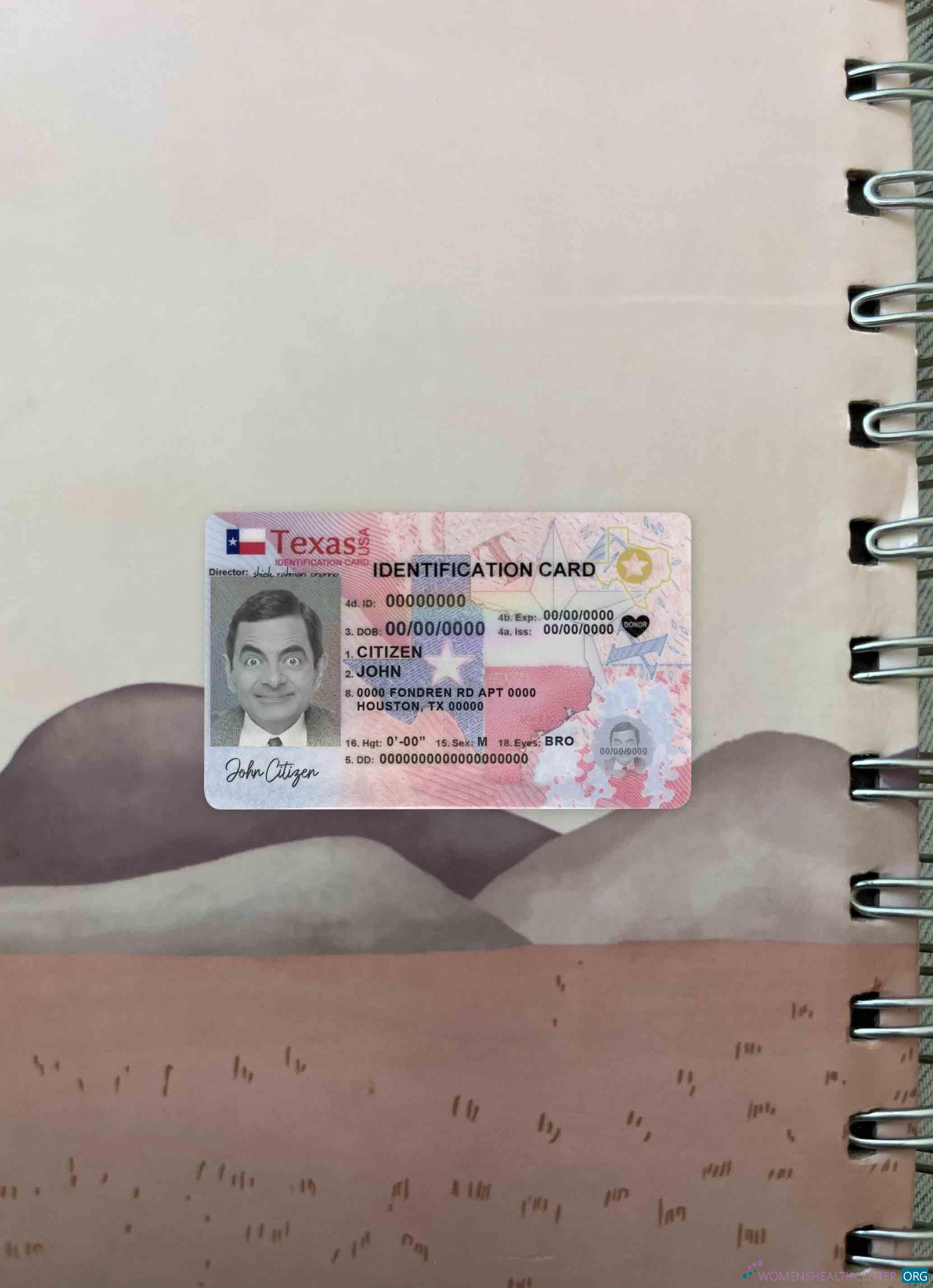 Премиум Скачать USA Texas Новый ID Фотоэффект Лицевая Сторона Photoshop Шаблон