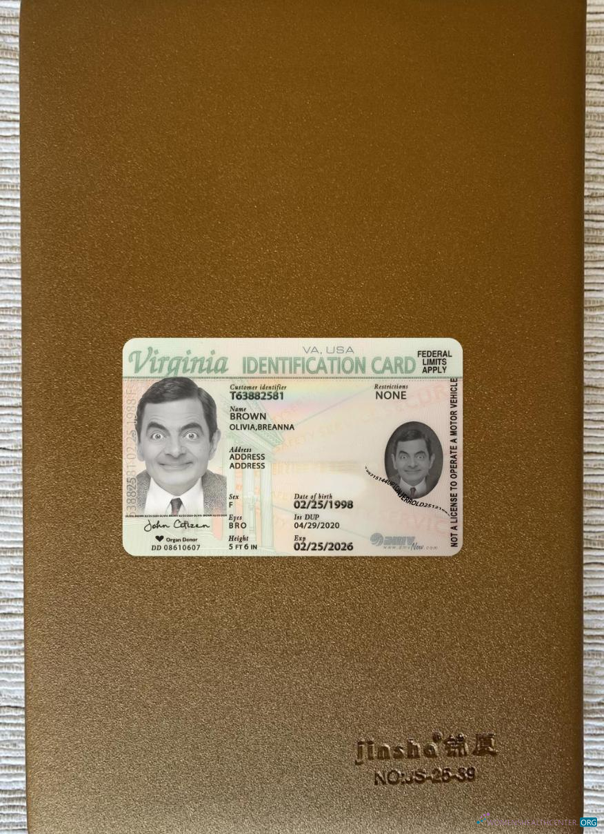 Профессиональный Скачать USA Virginia ID Карта Фотоэффект Лицевая Сторона Photoshop Шаблон