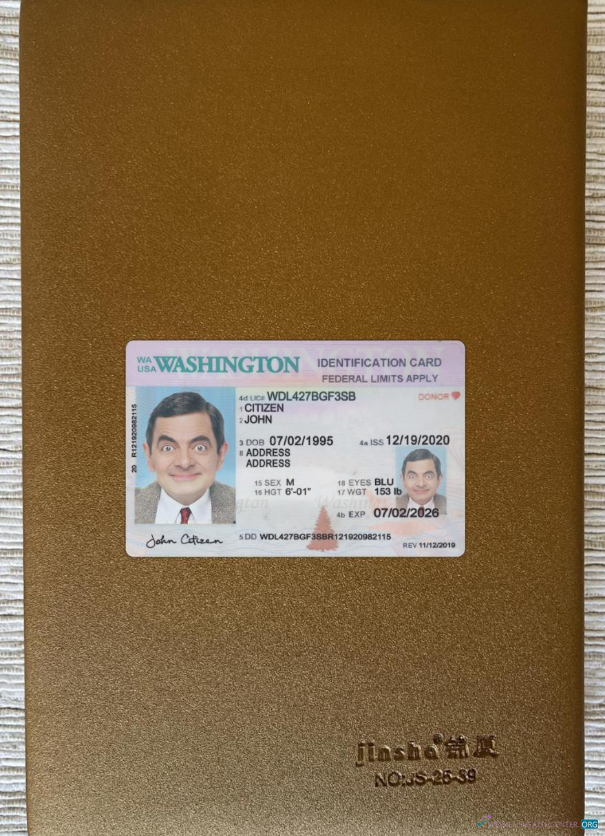 Реалистичный Скачать USA Washington ID Карта 2020 Настоящее Время Фотоэффект Лицевая Сторона Photoshop Шаблон