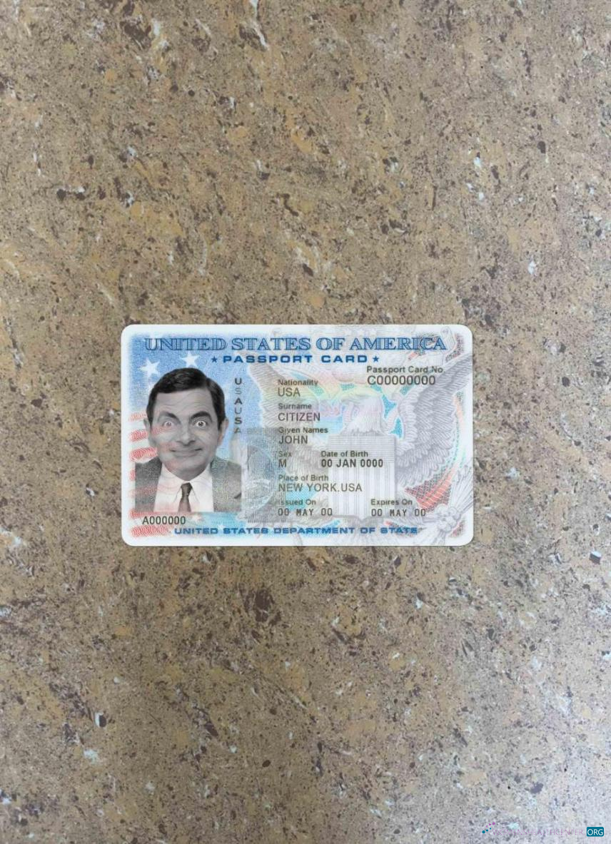 Редактируемый Скачать USA Паспорт ID Карта Фотоэффект Лицевая Сторона Photoshop Шаблон