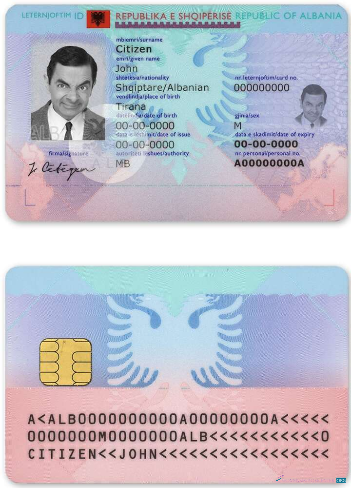 Профессиональный Скачать Албания ID Photoshop Шаблон
