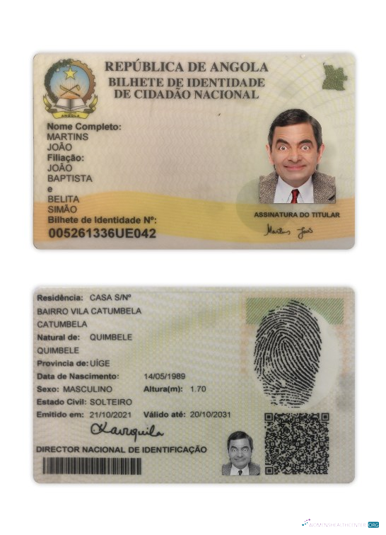 Профессиональный Скачать Ангола ID Карта 2021 Настоящее Время Photoshop Шаблон
