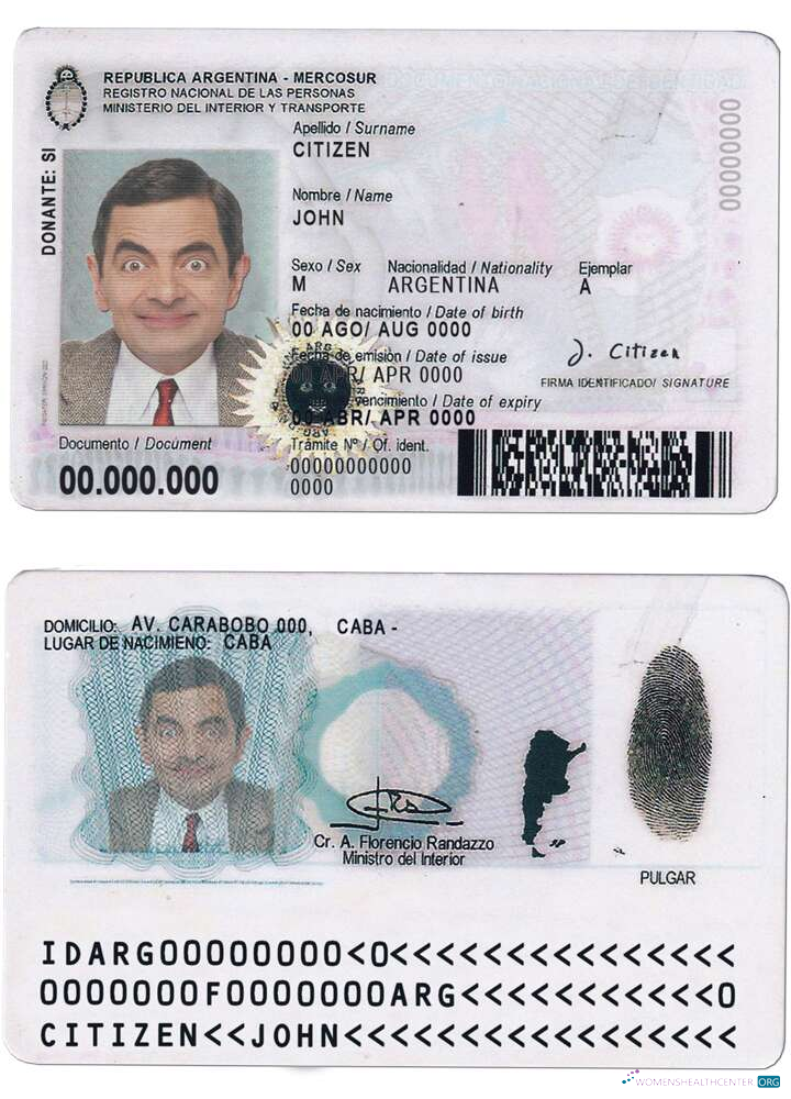 Редактируемый Скачать Аргентина ID Карта 2020 – Настоящее Время Photoshop Шаблон