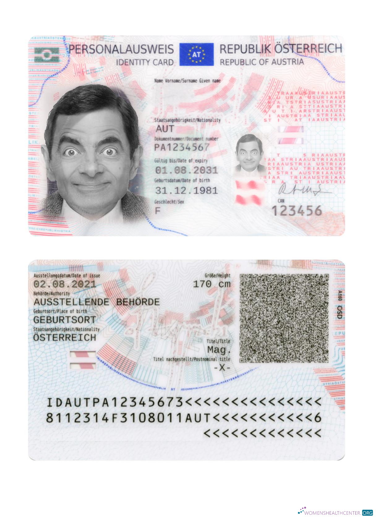 Редактируемый Скачать Австрия ID 2021 Настоящее Время Photoshop Шаблон