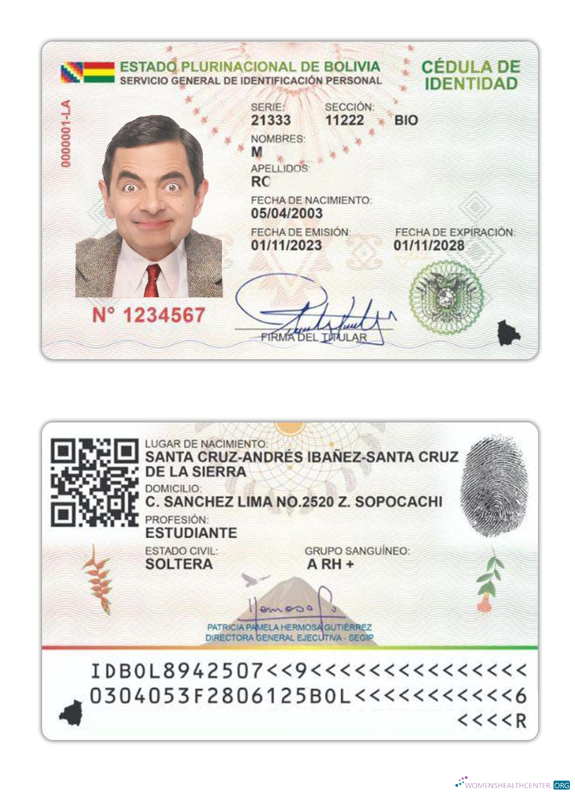 Качественный Скачать Боливия ID Карта 2023 Настоящее Время Photoshop Шаблон