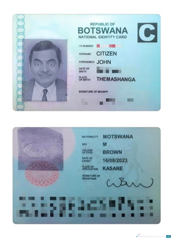 Реалистичный Скачать Ботсвана Национальный ID Карта Photoshop Шаблон