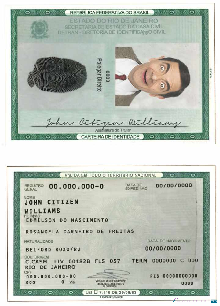 Реалистичный Скачать Бразилия ID Шаблон (2010 – Настоящее Время) Photoshop Шаблон