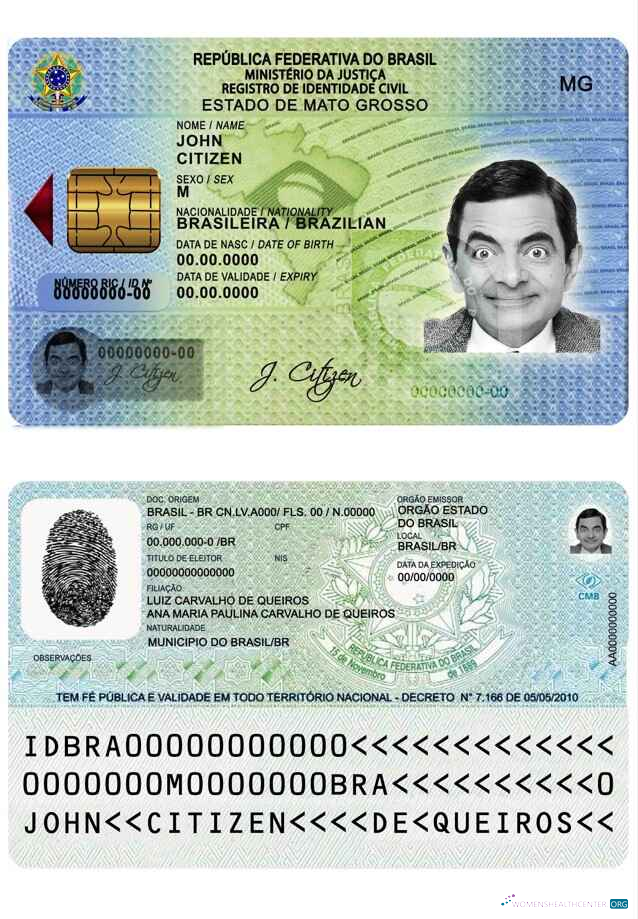 Редактируемый Скачать Бразилия ID Шаблон (from 2009) Photoshop Шаблон
