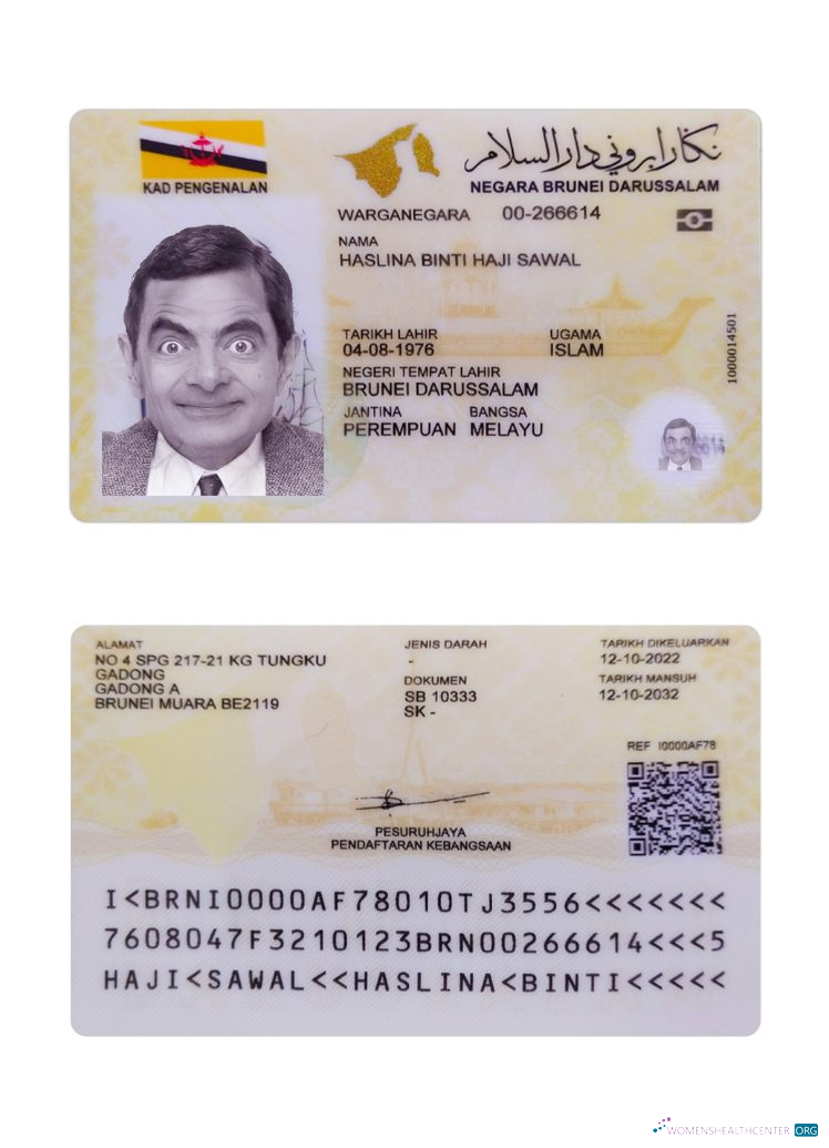 Редактируемый Скачать Бруней ID Карта 2022 Настоящее Время Photoshop Шаблон
