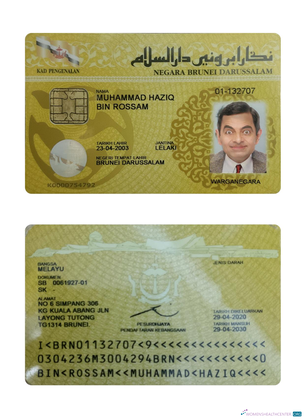 Профессиональный Скачать Бруней ID Карта Photoshop Шаблон