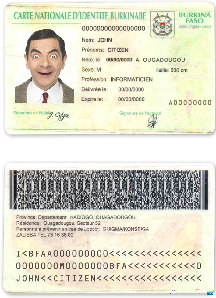 Премиум Скачать Буркина-Фасо ID Photoshop Шаблон