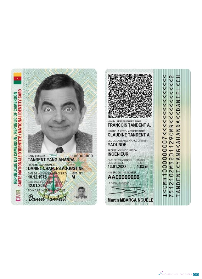 Качественный Скачать Камерун ID Карта 2022 Настоящее Время Photoshop Шаблон