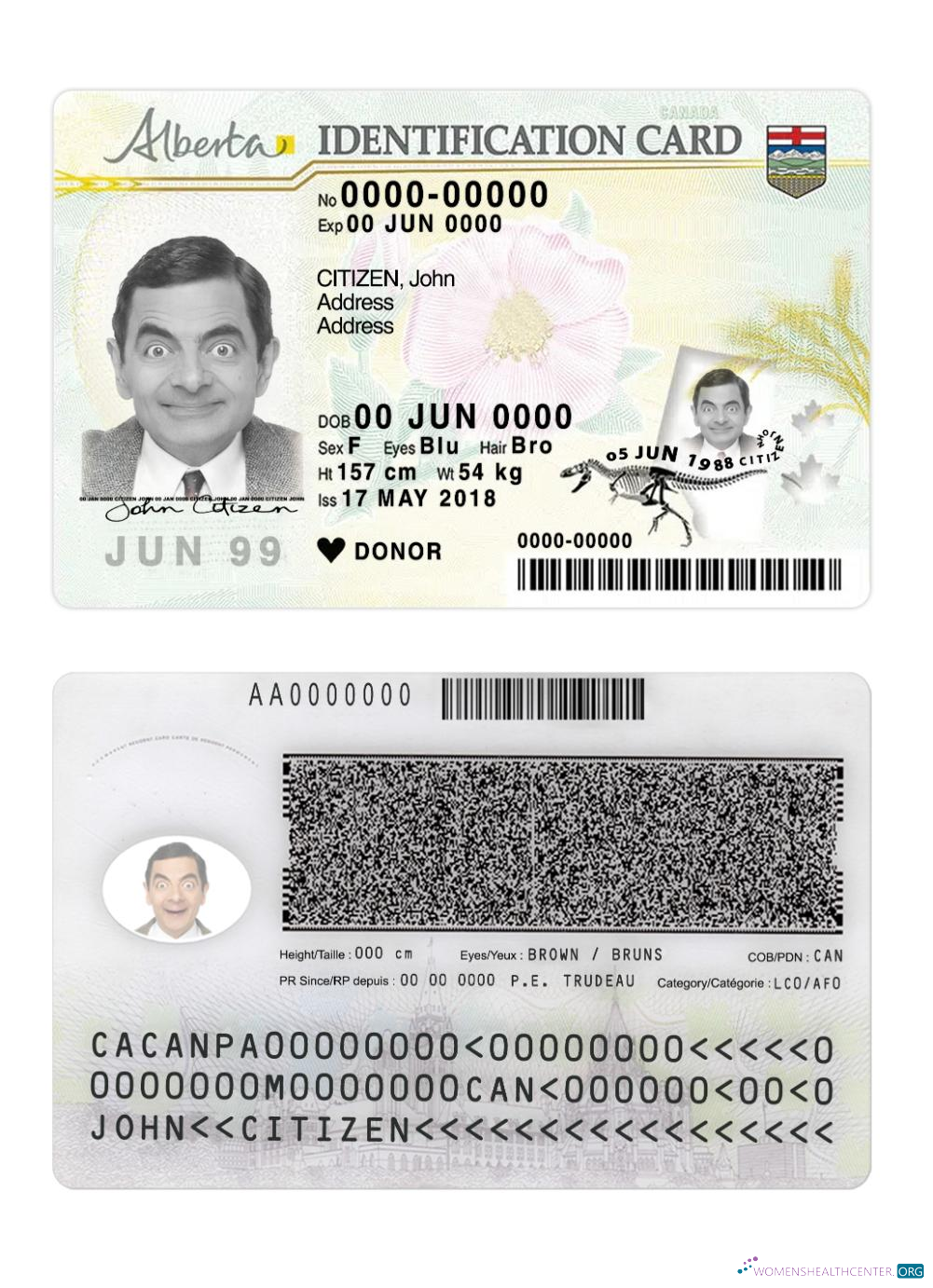 Качественный Скачать Канада Alberta ID Карта Photoshop Шаблон
