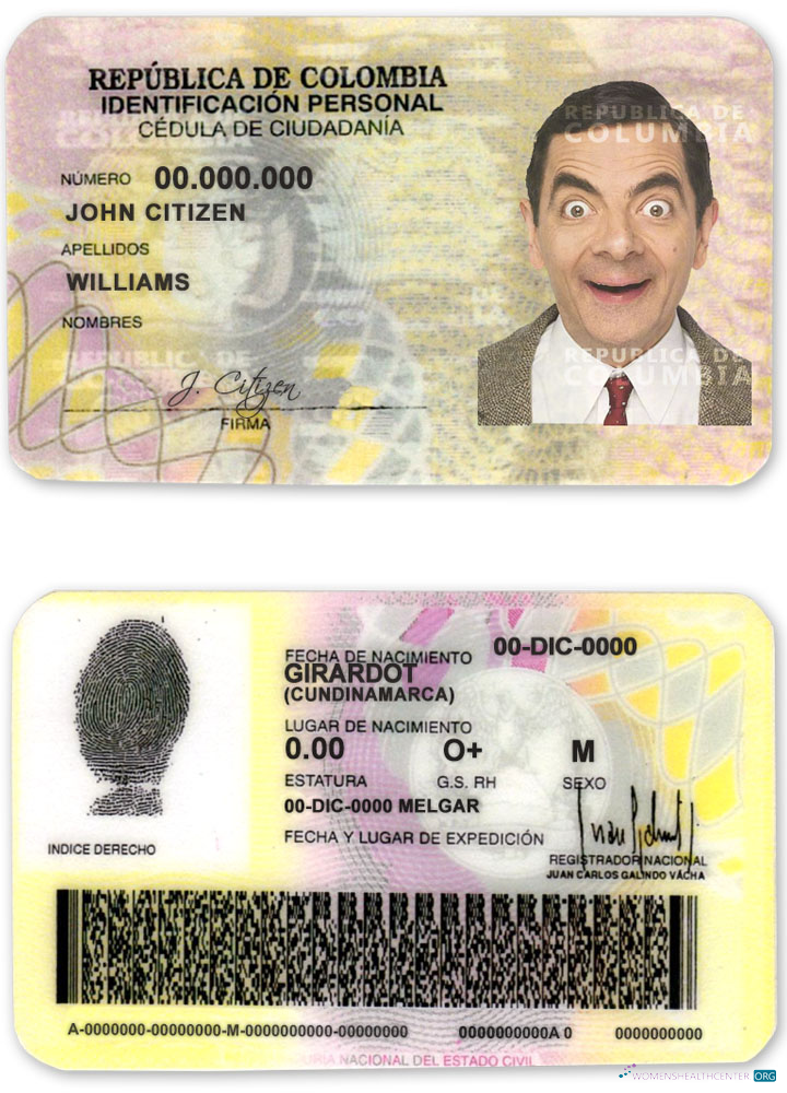 Профессиональный Скачать Колумбия ID (2010 – 2020) Photoshop Шаблон