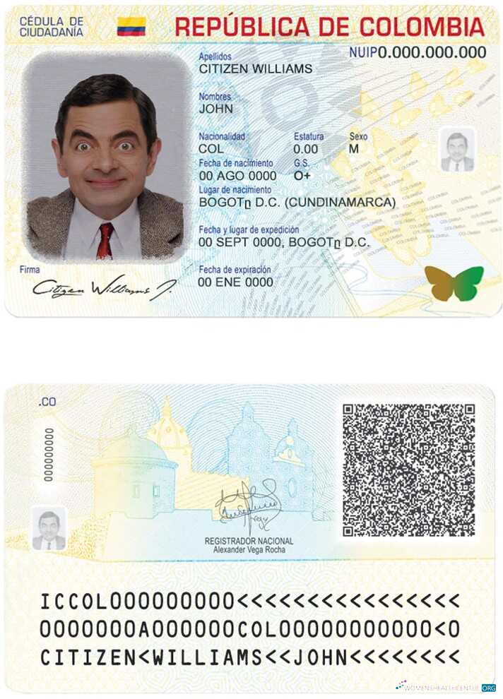 Реалистичный Скачать Колумбия ID (2020 – Настоящее Время) Photoshop Шаблон