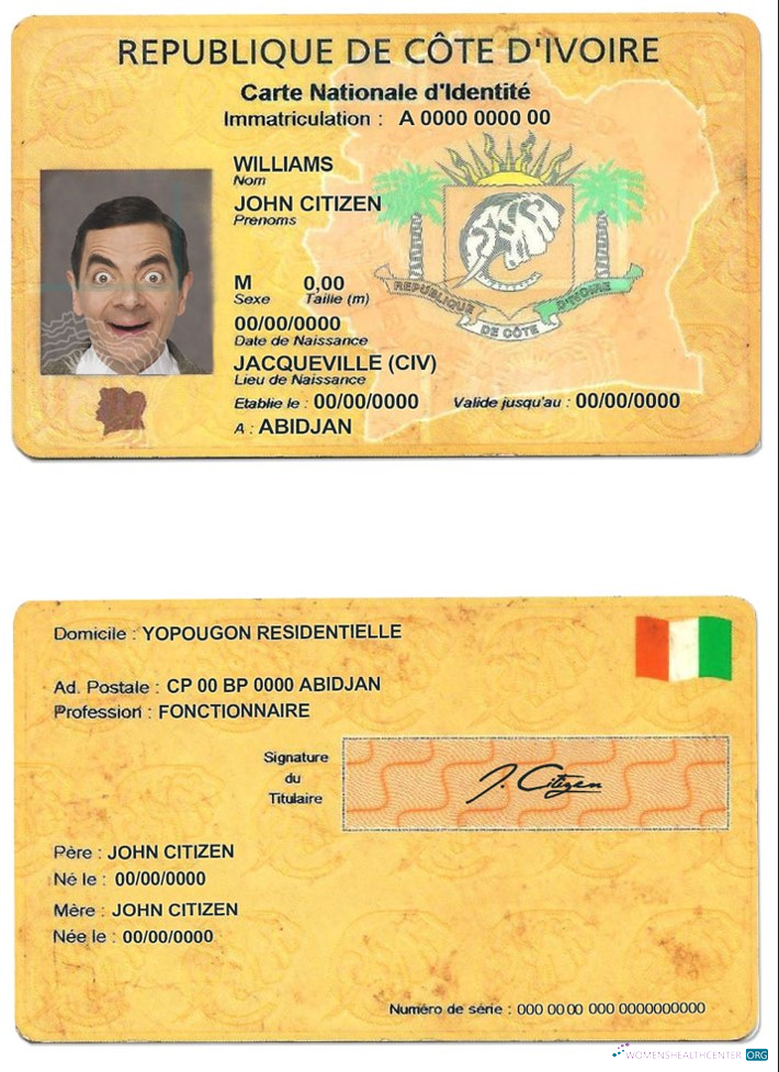 Профессиональный Скачать Cote D’Ivoire ID Photoshop Шаблон