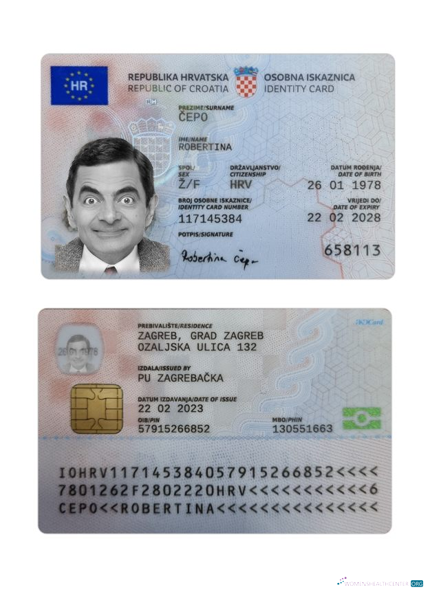 Редактируемый Скачать Хорватия ID Карта 2023 Настоящее Время Photoshop Шаблон
