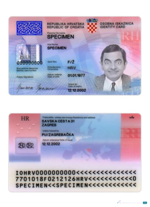 Профессиональный Скачать Хорватия Identity Карта Photoshop Шаблон