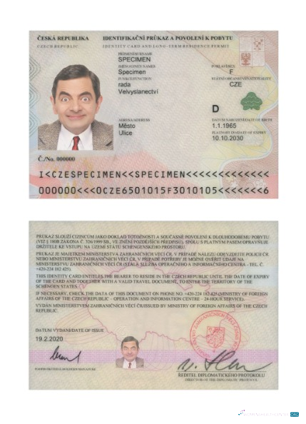 Профессиональный Скачать Чехия ID Карта 2020 Настоящее Время Photoshop Шаблон