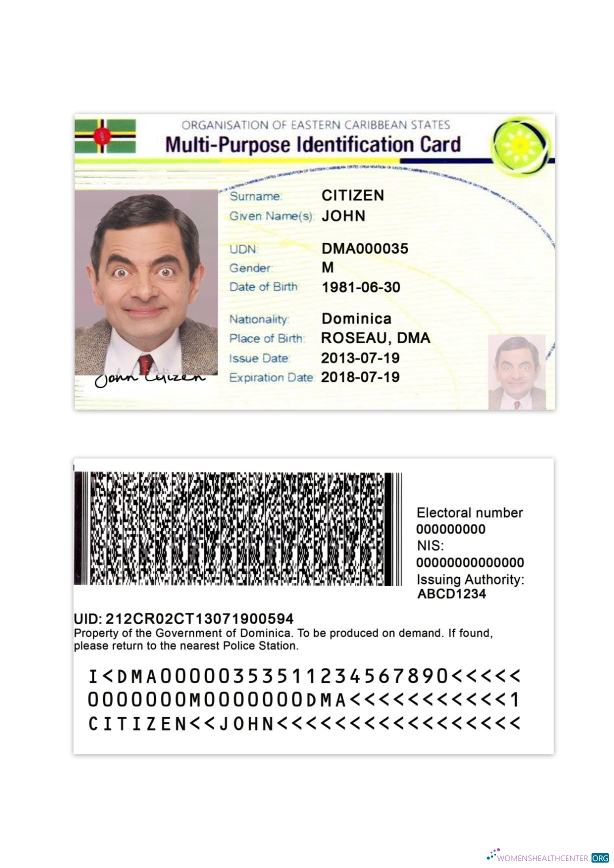 Реалистичный Скачать Eastern Caribbean States Multi Purpose Indentification Карта Photoshop Шаблон