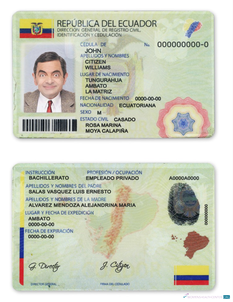 Редактируемый Скачать Эквадор ID Photoshop Шаблон