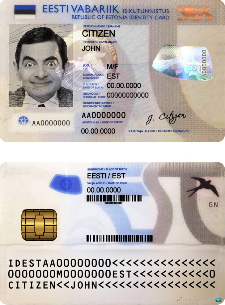 Профессиональный Скачать Эстония ID Photoshop Шаблон