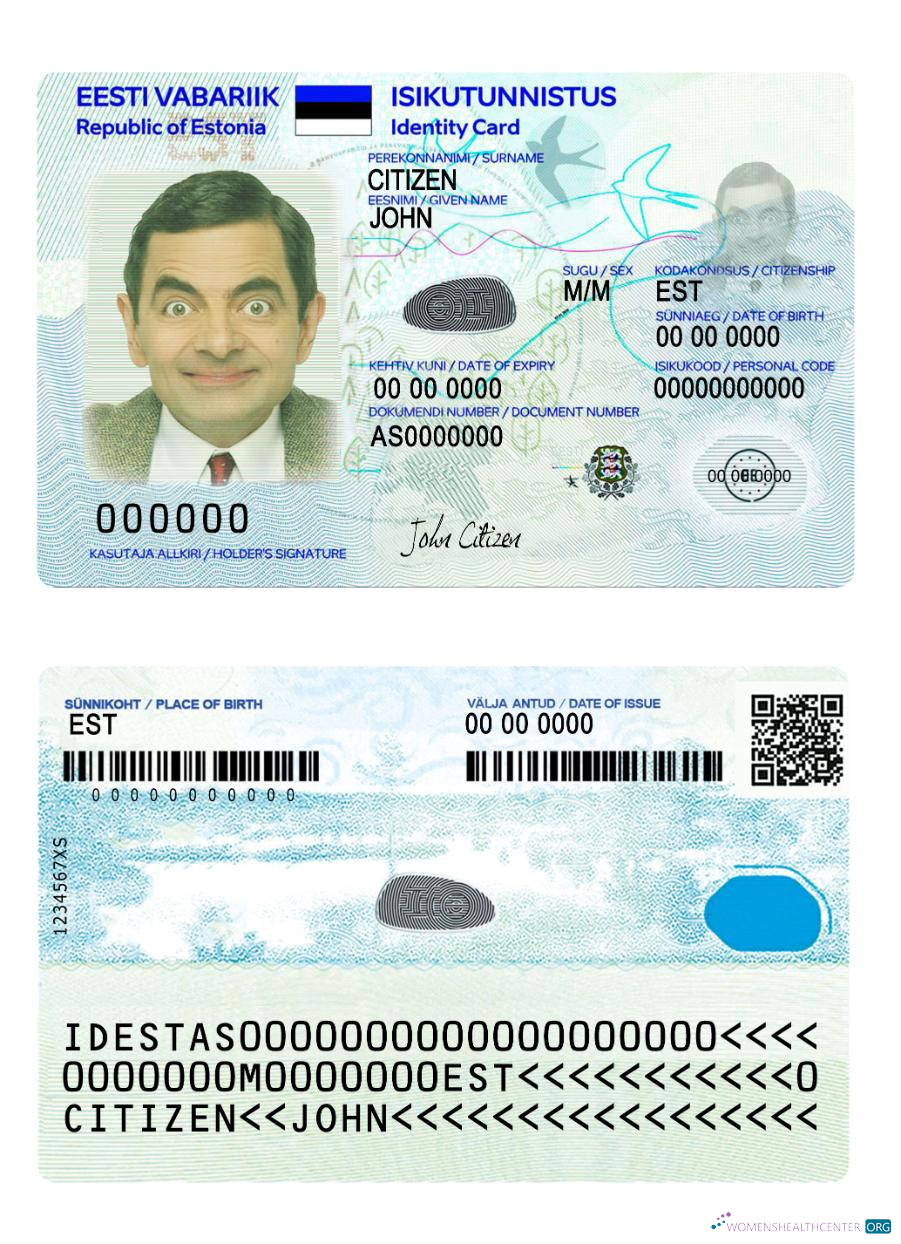 Реалистичный Скачать Эстония ID Карта 2018 Настоящее Время Версия 2 Photoshop Шаблон