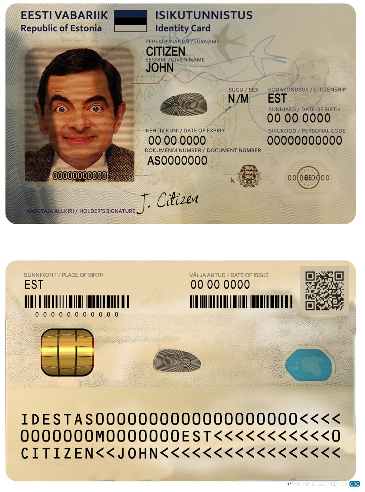 Профессиональный Скачать Эстония ID Шаблон (2018 – Настоящее Время) Photoshop Шаблон