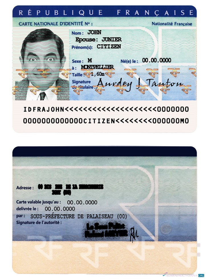 Редактируемый Скачать Франция ID Photoshop Шаблон