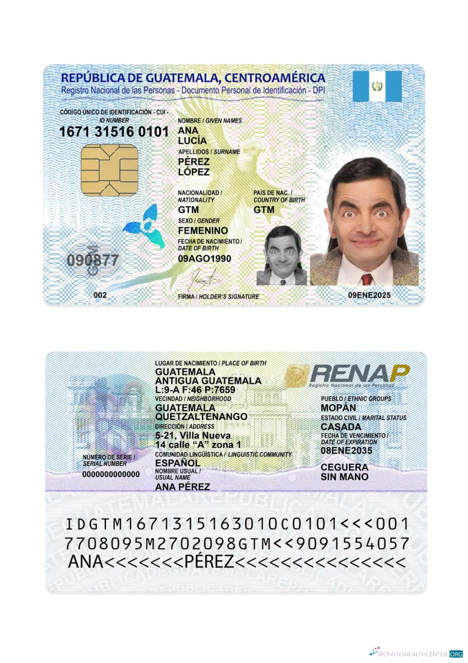 Премиум Скачать Гватемала ID Карта 2025 Настоящее Время Photoshop Шаблон