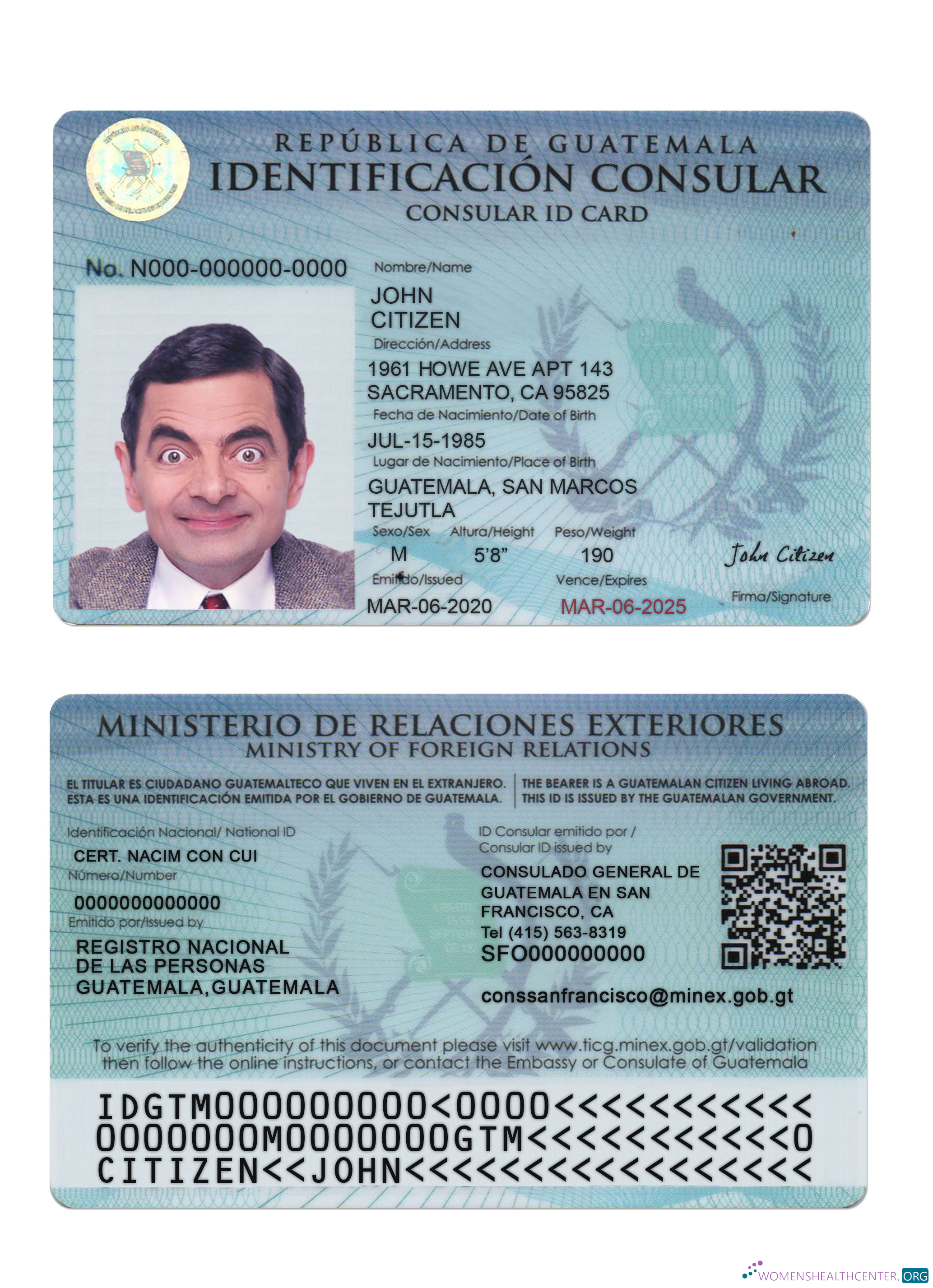 Премиум Скачать Гватемала Consular ID Карта Photoshop Шаблон