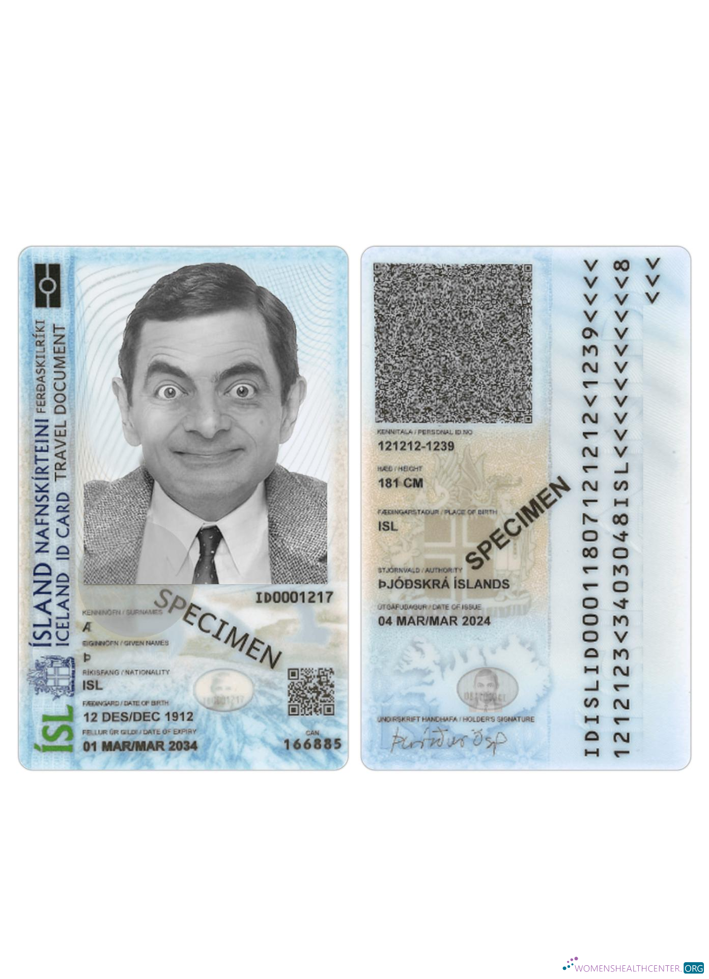 Качественный Скачать Исландия ID Карта 2024 Настоящее Время Photoshop Шаблон