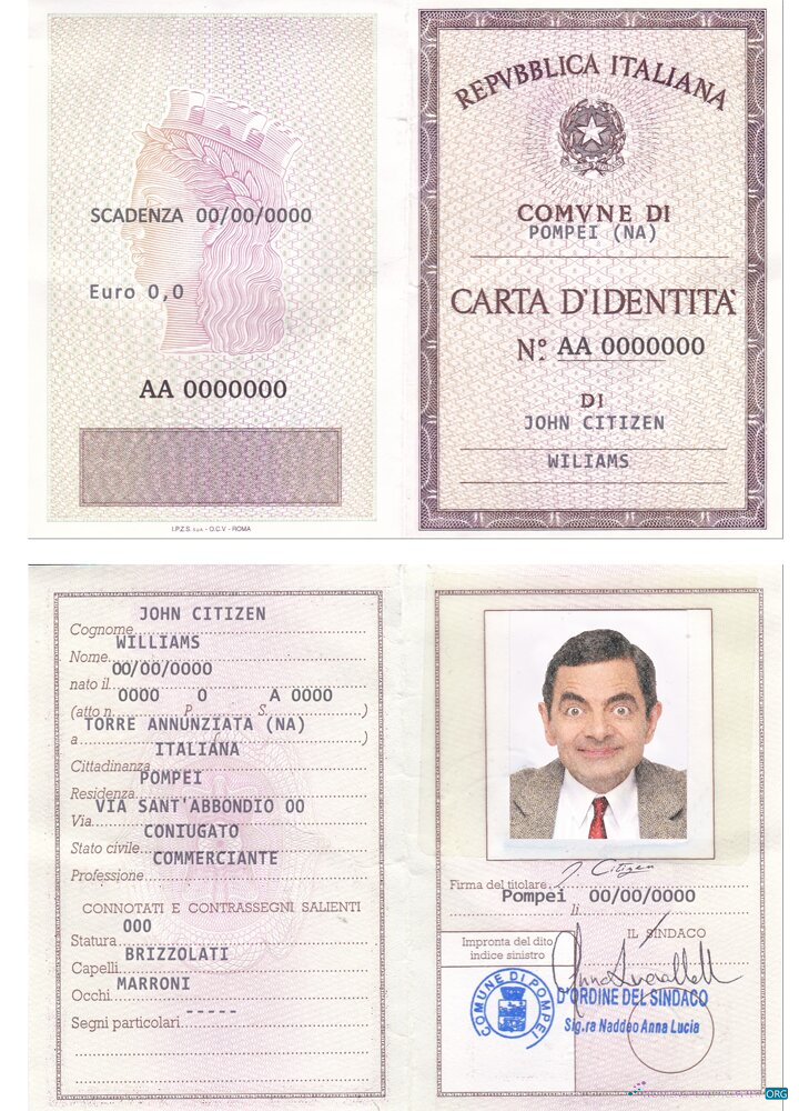 Редактируемый Скачать Италия Identity Карта (La Carta D’Identita’ Italiana) Photoshop Шаблон