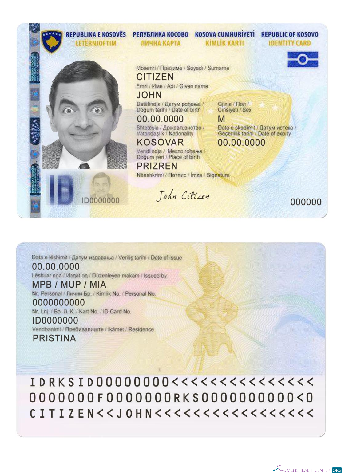 Премиум Скачать Косово ID Карта Photoshop Шаблон