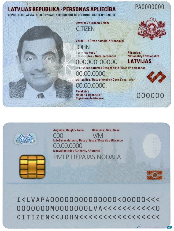 Профессиональный Скачать Латвия ID Photoshop Шаблон