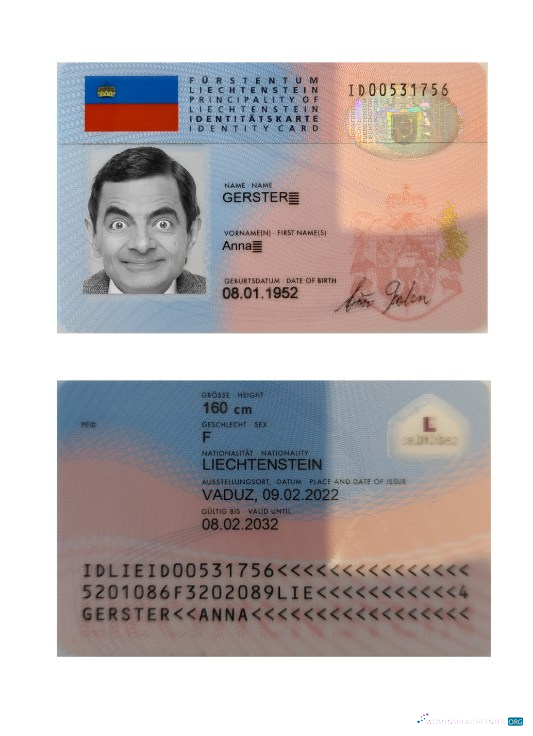 Премиум Скачать Лихтенштейн ID Карта Photoshop Шаблон