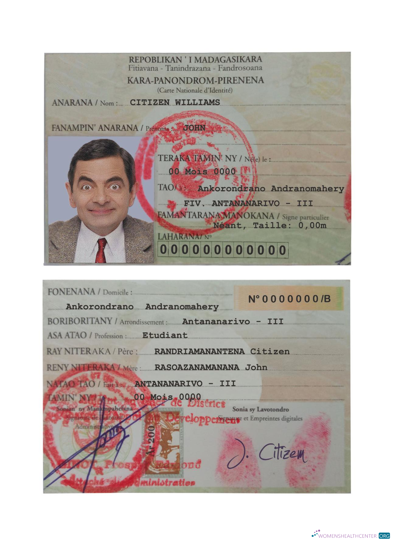 Редактируемый Скачать Мадагаскар ID Карта Photoshop Шаблон