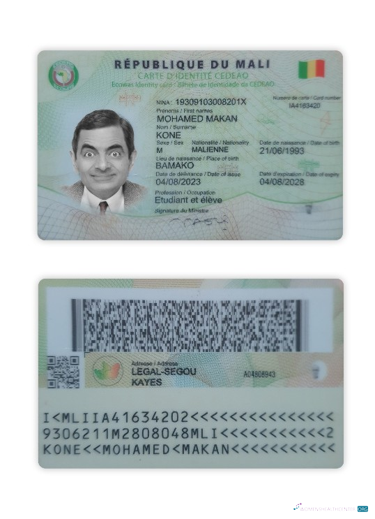 Премиум Скачать Мали ID Карта Photoshop Шаблон
