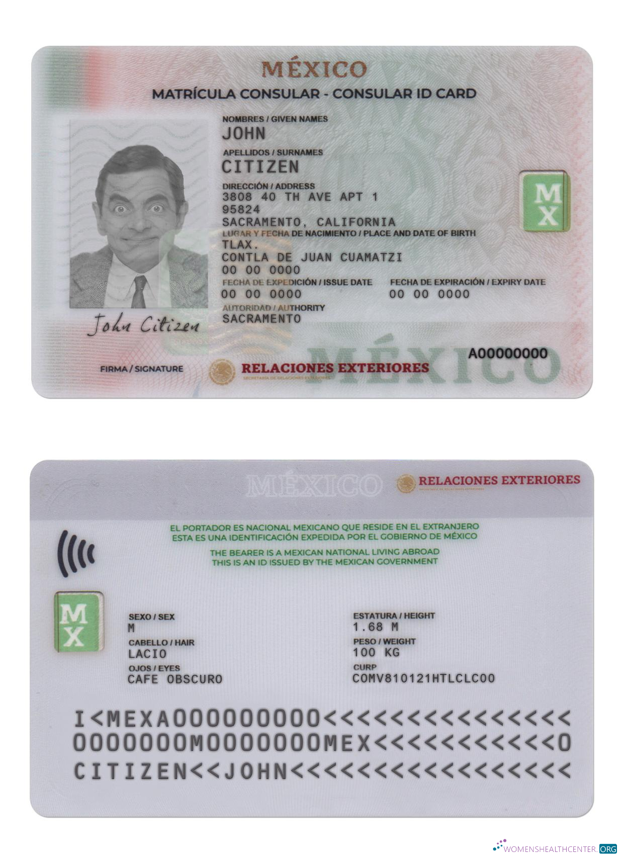 Реалистичный Скачать Мексика Consular ID Карта Photoshop Шаблон