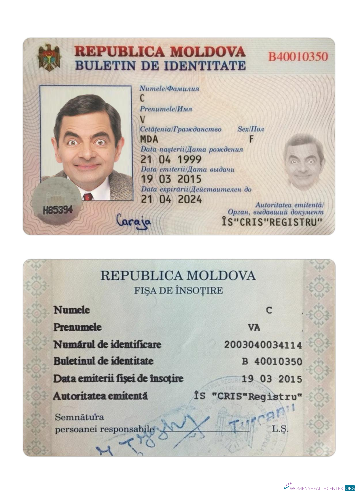Редактируемый Скачать Молдова ID Карта Версия 2 Photoshop Шаблон