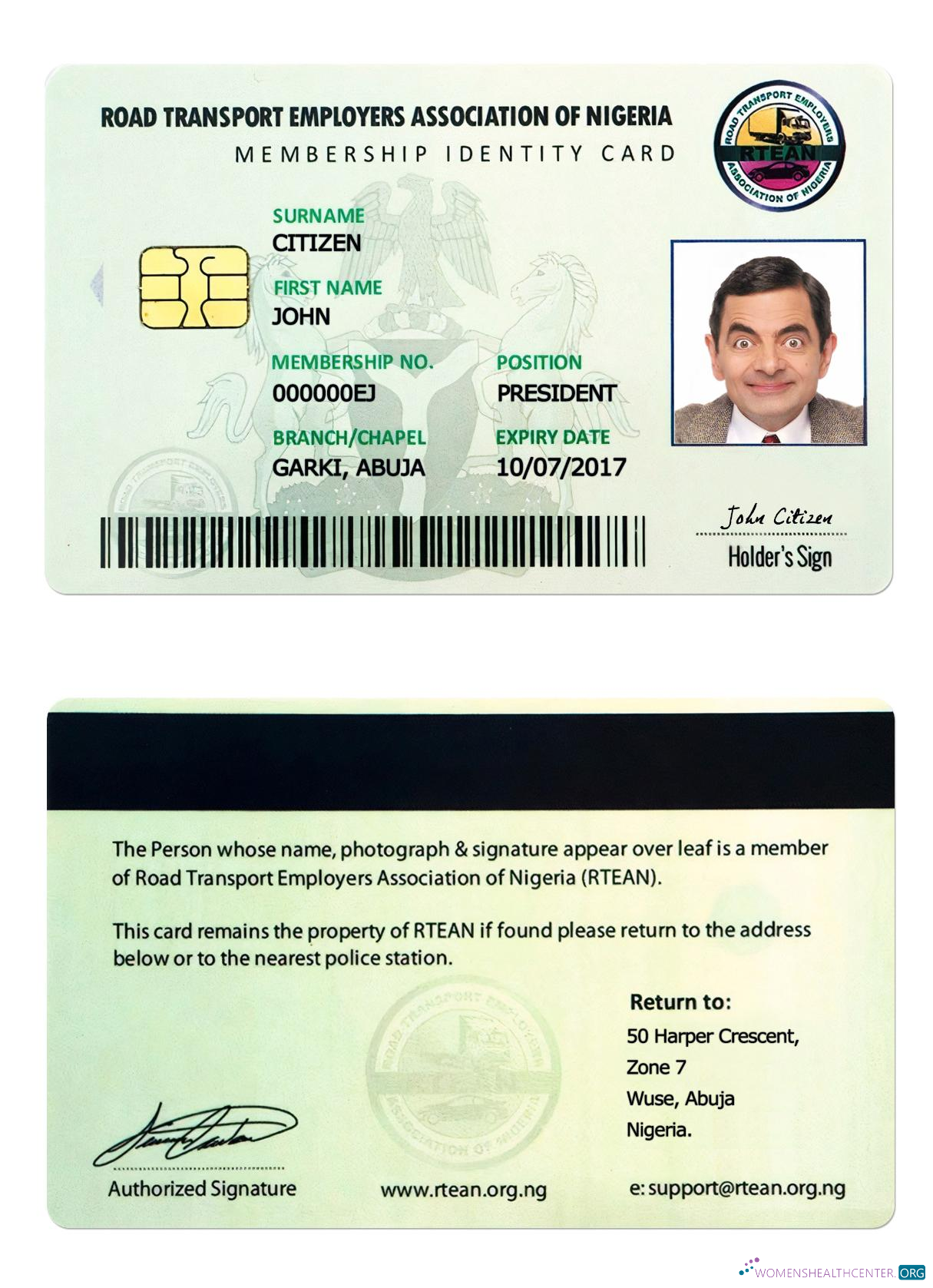 Качественный Скачать Нигерия ID Карта Photoshop Шаблон