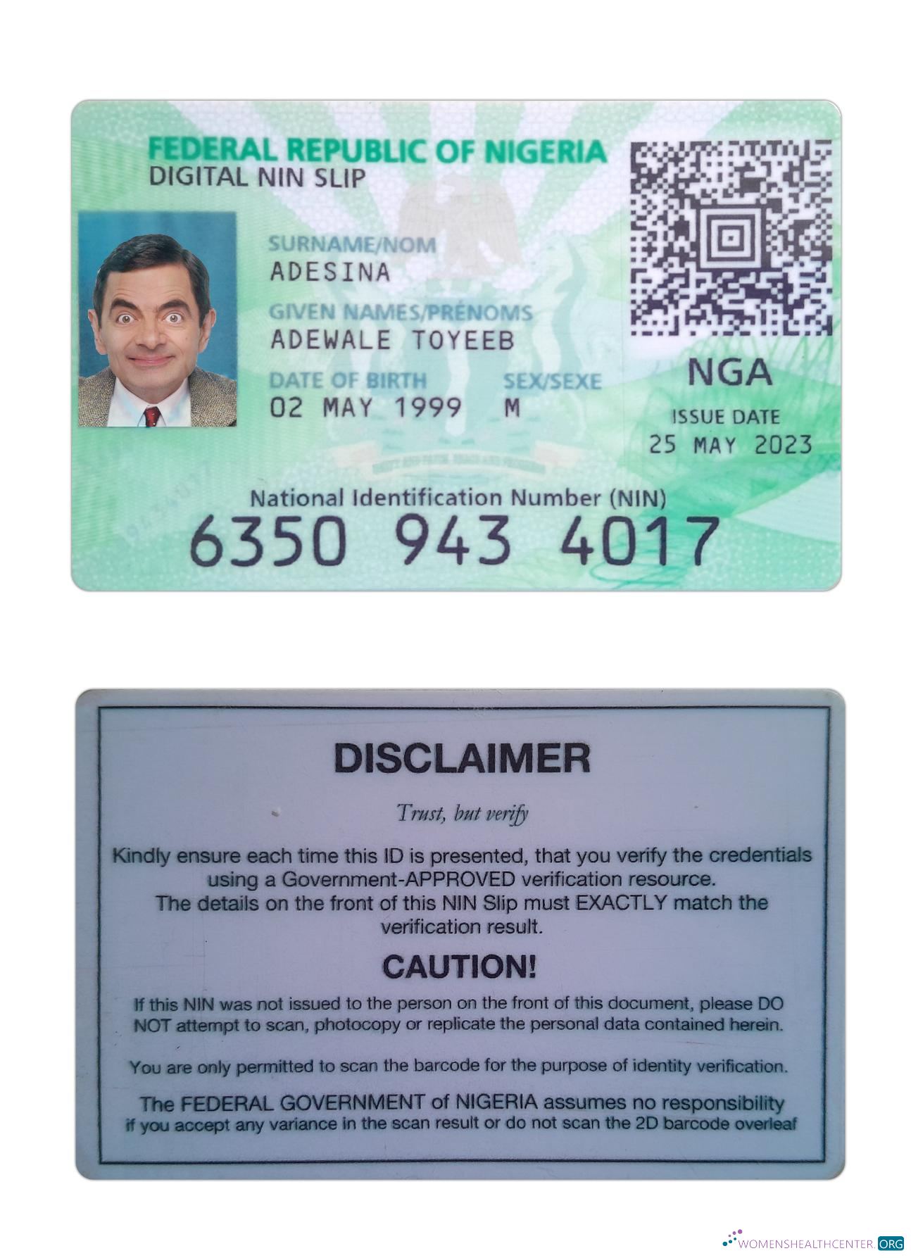 Реалистичный Скачать Нигерия Digital ID Карта 2023 Настоящее Время Photoshop Шаблон