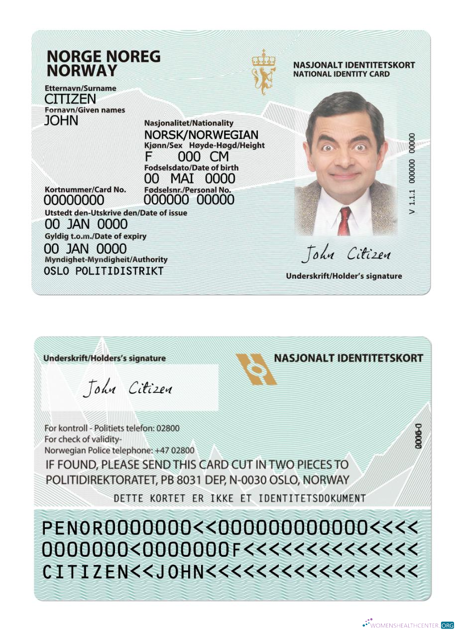 Профессиональный Скачать Норвегия ID Карта Версия 2 Photoshop Шаблон