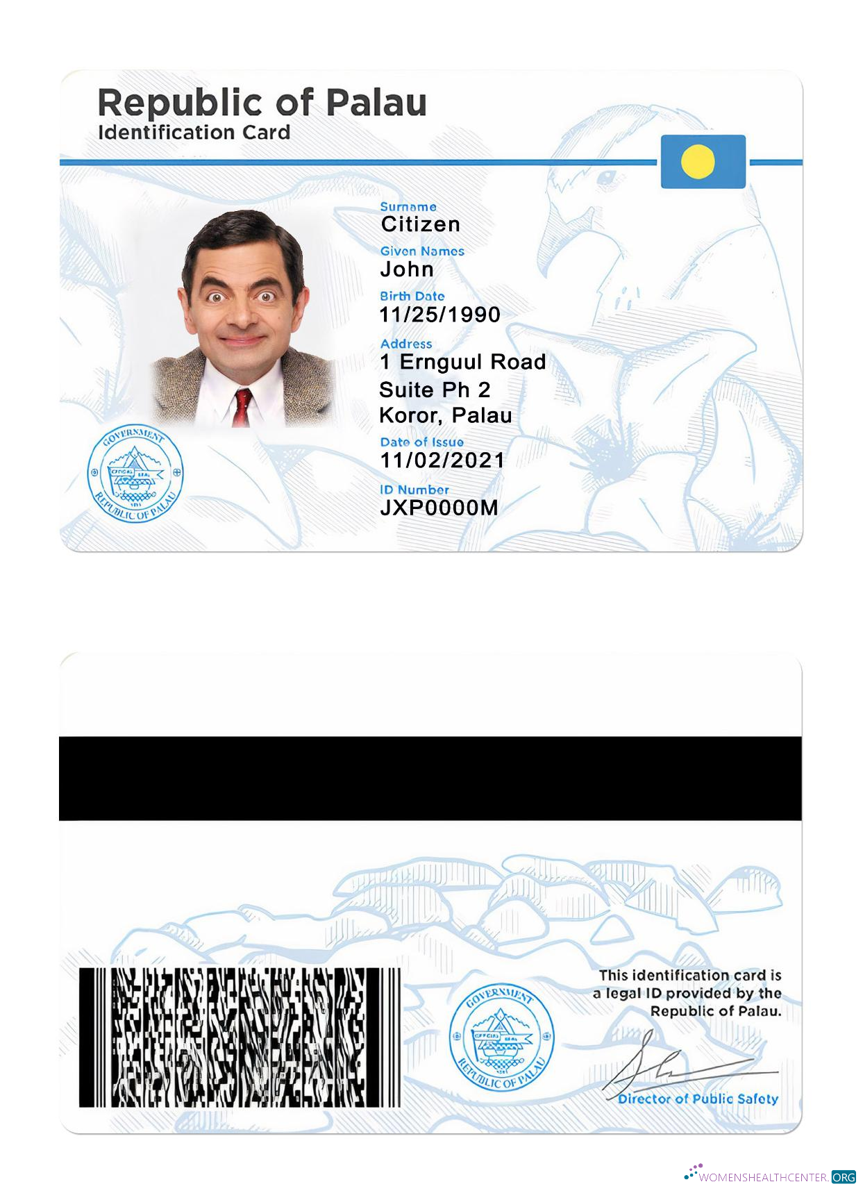 Премиум Скачать Palau ID Карта Photoshop Шаблон