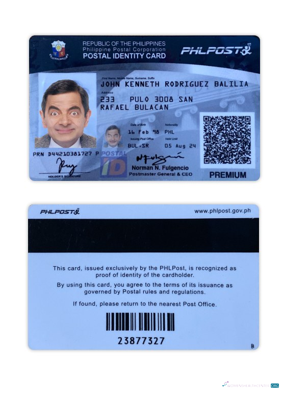 Профессиональный Скачать Филиппины Postal Identity Карта Photoshop Шаблон